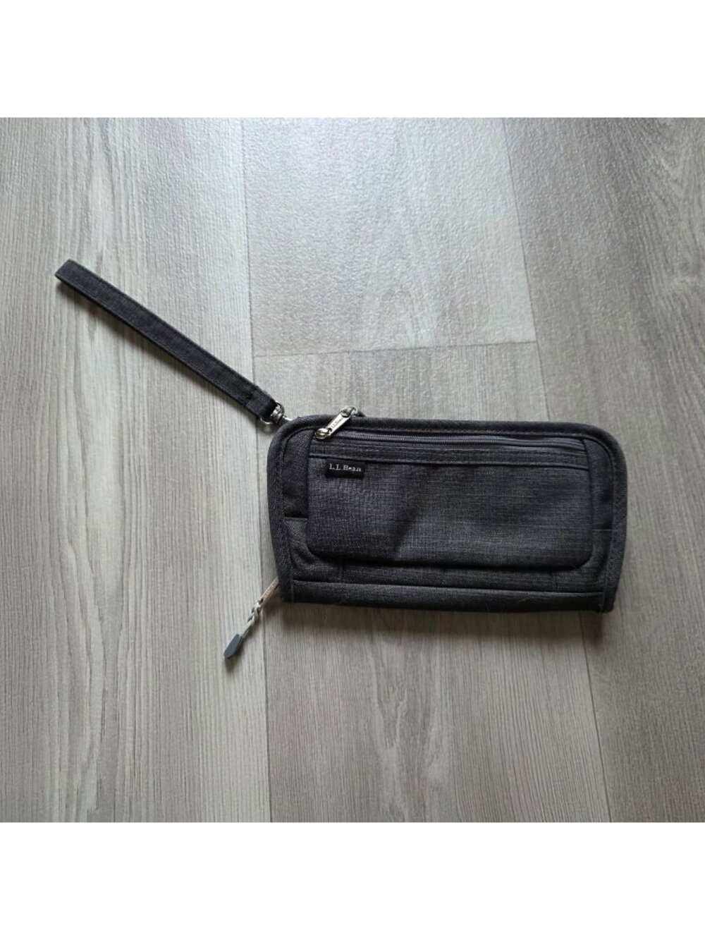 L.L. Bean Black Travel Wallet With Wrist Strap & Multiple Compartments